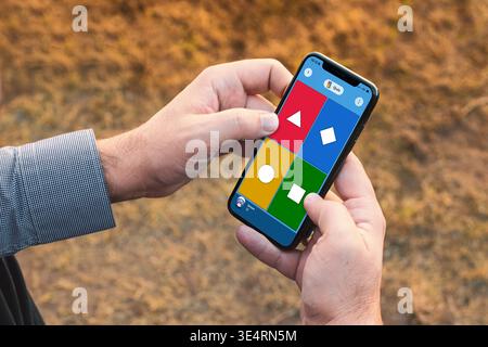 Antalya, Turkey - March 29, 2026: Kahoot quiz interface on smartphone held in hand concept Stock Photo