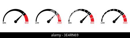 Gauge Meter Icon. Speedometer Icon. Tachometer or Odometer Display. Vector Illustration. Stock Vector
