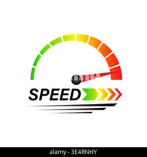 Speed Logo Symbol. Gauge Meter Icon. Speedometer Icon. Tachometer or Odometer Display. Vector Illustration. Stock Vector