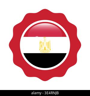 Egypt flag circular badge isolated on white background concept Stock Vector