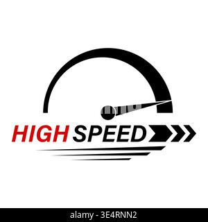 Speed Logo Symbol. Gauge Meter Icon. Speedometer Icon. Tachometer or Odometer Display. Vector Illustration. Stock Vector
