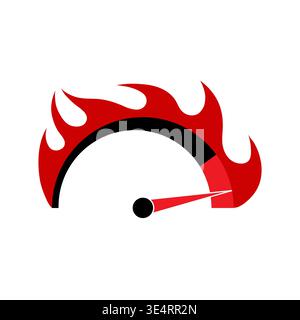 Speed Logo Symbol. Gauge Meter Icon. Speedometer Icon. Tachometer or Odometer Display. Vector Illustration. Stock Vector