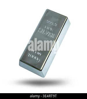Fine silver bar isolated on a white background Stock Photo