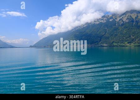 rippling water on Lake Brienz with Alpine mountains Stock Photo