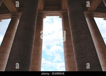 Roman stone columns in St. Peter's Square in Vatican Stock Photo