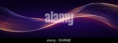 AI Wave Data Flow Digital Transformation Neural Firing Ray. Abstract Bio Technology Background with Glowing Waving Lines. Neon Digital Light Backdrop Stock Vector