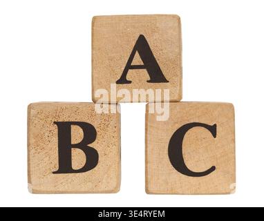 Toy blocks with letters on white background Stock Photo