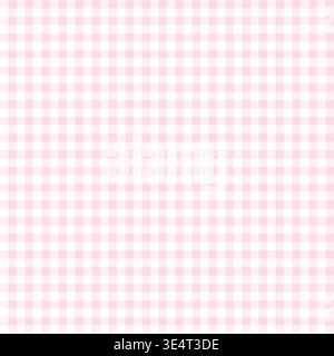 Seamless gingham pattern background, small pink plaid chequered pattern. Pink and white checkered tablecloth. Classic gingham textile fabric texture for picnic tablecloth or kitchen decor. Stock Vector