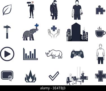 "A premium, extensive collection of professional vector line and glyph icons specifically curated for diverse business, modern technology Stock Vector