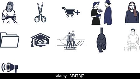 "A premium, extensive collection of professional vector line and glyph icons specifically curated for diverse business, modern technology Stock Vector