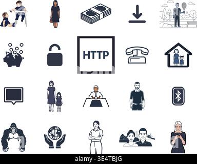 "A premium, extensive collection of professional vector line and glyph icons specifically curated for diverse business, modern technology Stock Vector