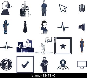 "A premium, extensive collection of professional vector line and glyph icons specifically curated for diverse business, modern technology Stock Vector