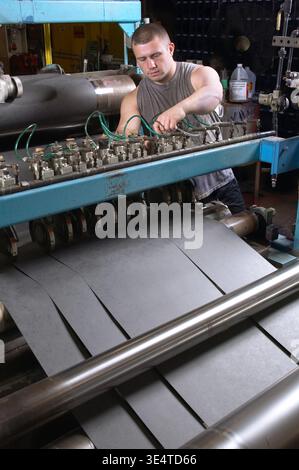 Manufacturing sandpaper, USA Stock Photo