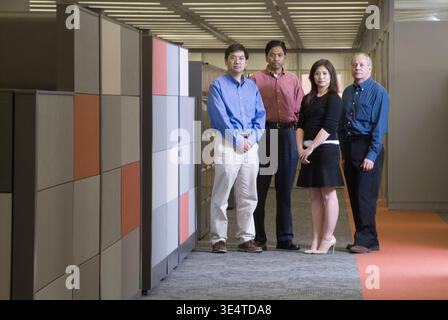 Company group together in office, Philadelphia, USA Stock Photo