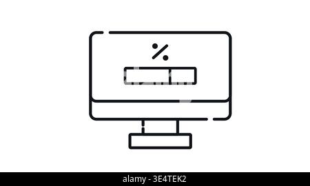 Desktop computer with loading bar and percentage icon, software update process Stock Vector