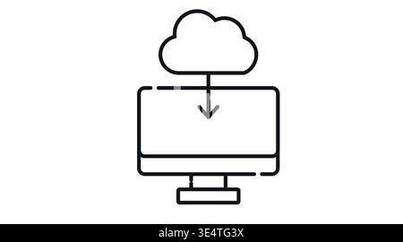 Desktop computer with cloud and arrow icon for cloud computing download service Stock Vector