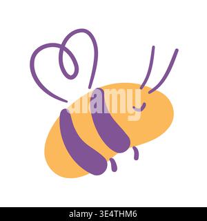 Bee vector flat illustration, honey bee isolated on white background Stock Vector