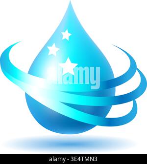 Cartoon water blue drop icon Stock Vector