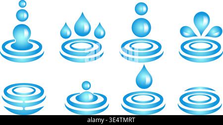 Fresh water drop icons Stock Vector