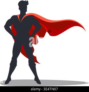 Man silhouette in superhero cape Stock Vector