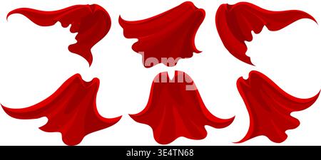 Cartoon collection of red flowing cloaks Stock Vector