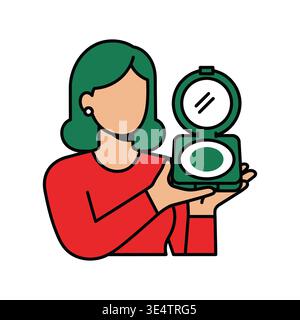 A cartoon chef holding a green frying pan and utensil Stock Vector