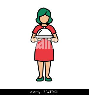 A cartoon woman cooking in a green pot Stock Vector
