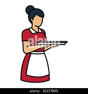 A woman holding a laundry basket next to a washing machine Stock Vector