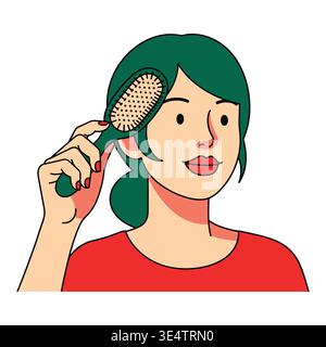 A woman using a hair dryer on her hair Stock Vector