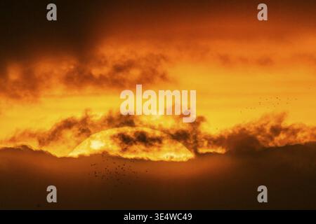 Sunset with dramatic clouds. Stuttgart, Baden-Wuerttemberg, Germany Stock Photo
