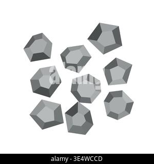 Cartoon stones. Rock stone isometric set. Boulders, natural building block shapes, wall stones. 3d flat isolated illustration. Vector collection Stock Vector