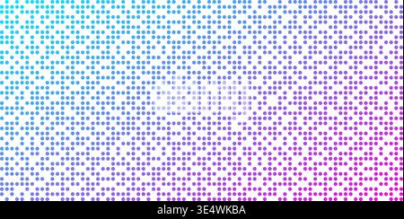 Neon pixel gradient bg. Blue, pink and purple gradient background. Abstract digital pattern with circle elements grid. Vibrant cyber neural network Stock Vector