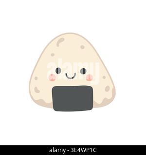 Onigiri icon illustration for food cartoon design and isolated vector asian. Art cute rice for restaurant japan onigiri and white graphic sushi Stock Vector