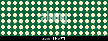 Cute modern simple daisy flower on green vector seamless pattern, bold spring background for textile and packaging design Stock Vector