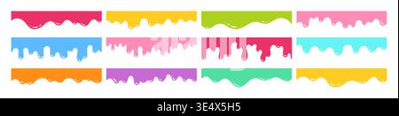 Waves sea ocean website divider set. Abstract wavy borders and flowing curve shapes. Header and footer separators featuring smooth graph, drops and fluid elements modern minimal graphic cartoon style Stock Vector