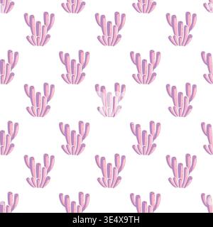 Coral sponge seamless pattern flat vector minimalist pink violet marine background underwater nature ornament for nursery textile decoration Stock Vector