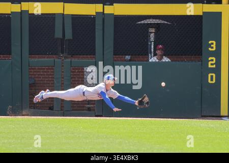 March 29, 2026: Florida outfielder Ashton Wilson (30) makes a diving ...