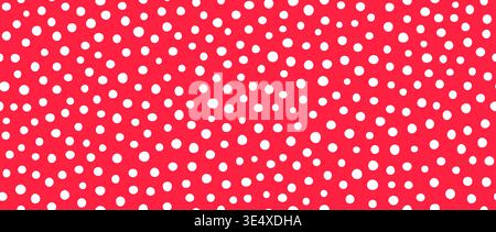 Red polka dot seamless pattern. Repeating dots background. Abstract simple confetti texture for dress print, wrapping paper, fabric and textile swatch. Bright repeated dotted wallpaper. Vector Stock Vector