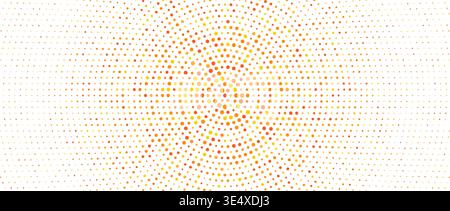 Orange radial pattern background. Abstract warm dotted concentric circles wallpaper. Circular halftone dots comic texture backdrop. Vector spring cartoon pop art overlay for poster, banner Stock Vector