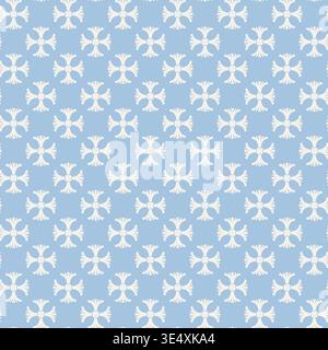 Classic Symmetrical Cross Floral Grid Pattern Stock Vector