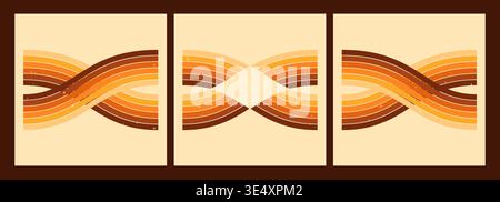 Set with square designs, rainbow stripe waves. Stock Vector
