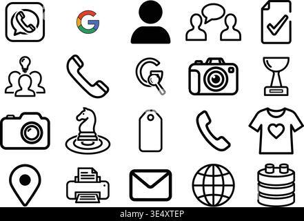 "A premium, extensive collection of professional vector line and glyph icons specifically curated for diverse business, modern technology Stock Vector