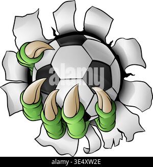 Soccer Football Ball Claw Cartoon Monster Hand Stock Vector