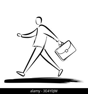 Business Man Walking with Briefcase Office Commute Professional Lifestyle Concept Vector Illustration Stock Vector