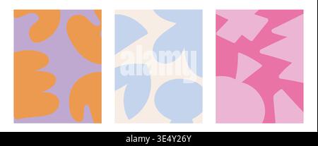 Creative cover set with organic doodle shapes Stock Vector