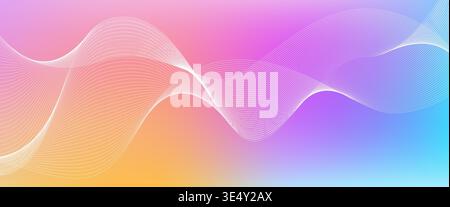 Blurred bright colors mesh background with wavy white lines Stock Vector