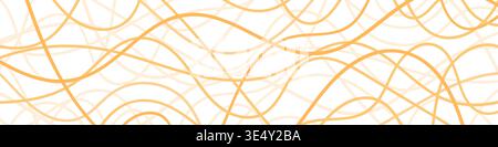 Pasta background. Yellow pattern with doodle spaghetti. Ramen noodle Stock Vector