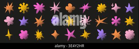 Doodle geometric shapes set with halftone pattern Stock Vector