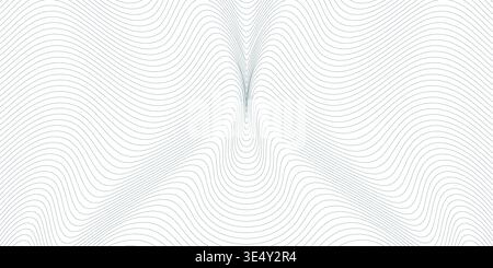 Abstract background with wavy thin lines. Optical illusion for simple geometric backdrop Stock Vector