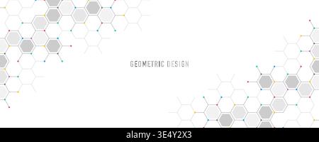 Graphic design element with abstract geometric background of simple hexagon pattern Stock Vector